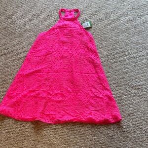 ' Hot Pink Crochet Halter Dress